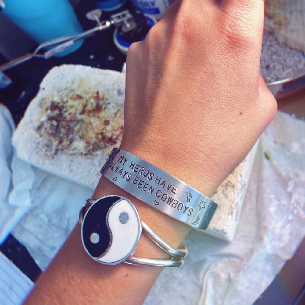 My hero’s have always been cowboys stamped cuff